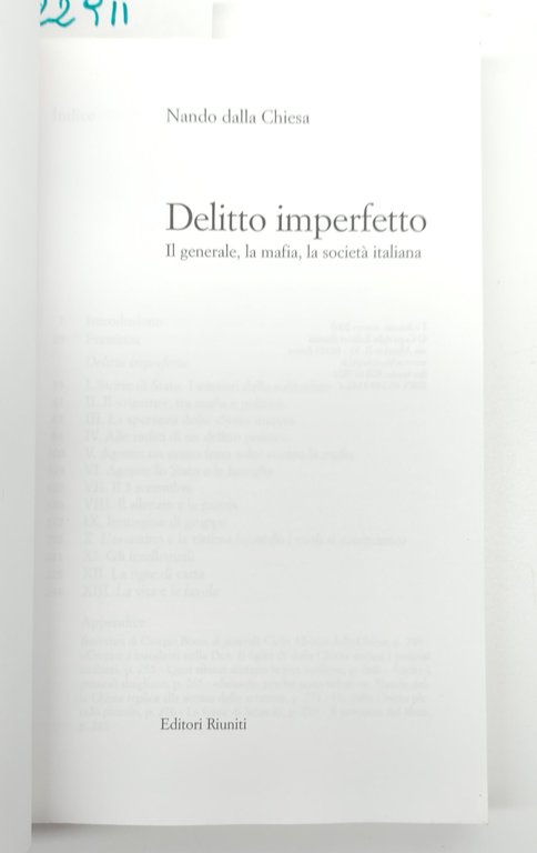 Nando dalla Chiesa Delitto imperfetto Editori riuniti 1° edizione 2003 | Immagine Gallery 2