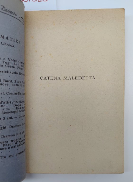 Nestore Ricci Catena maledetta dramma in quattro atti G Daverio …