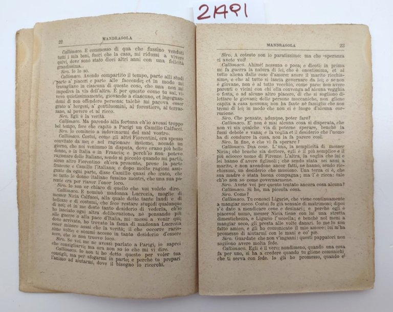 Niccolò Machiavelli Le commedie La Mandragola La Clizia Perino 1884