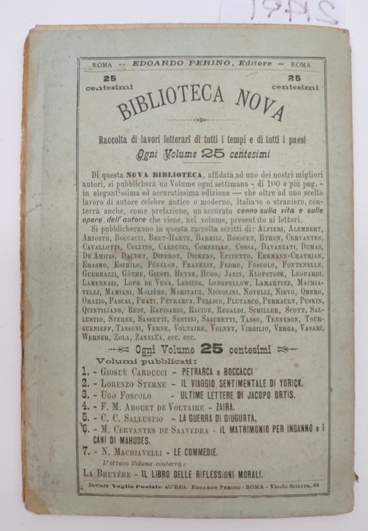 Niccolò Machiavelli Le commedie La Mandragola La Clizia Perino 1884