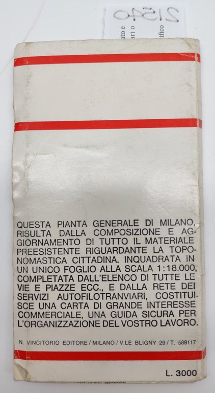 Nicola Vincitorio Pianta generale Milano metropolitana 1 e 2