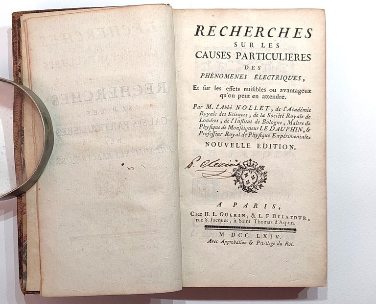Nollet Jean Antoine Recherches sur les causes particulieres des phenomenes …