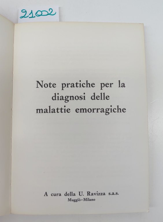 Note pratiche per la diagnosi delle malattie emorragiche Ravizza 1967