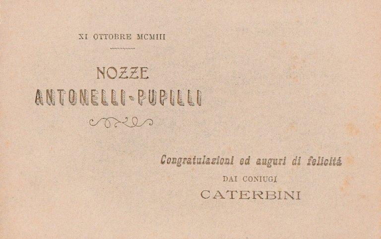 Nozze Cleofe Antonelli E Ubaldo Pupilli Recanati 11 Ottobre 1903