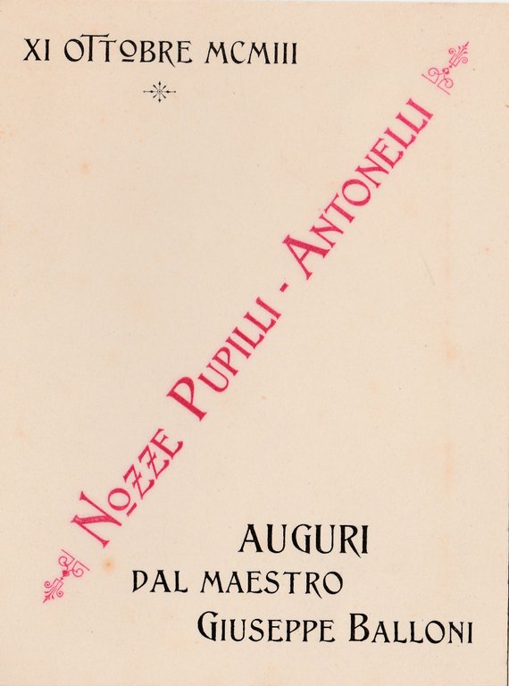 Nozze Cleofe Antonelli E Ubaldo Pupilli Recanati 11 Ottobre 1903