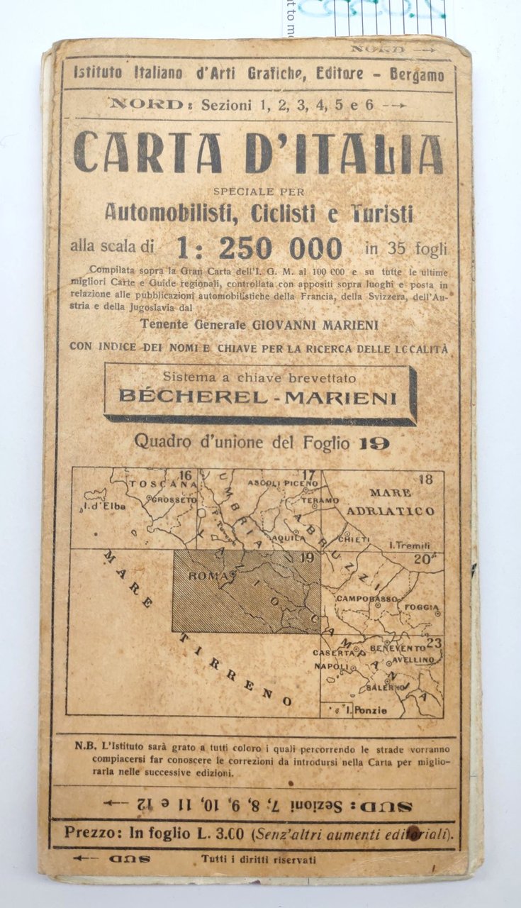 Nuova carta stradale d'Italia speciale per automobilisti ciclisti turisti