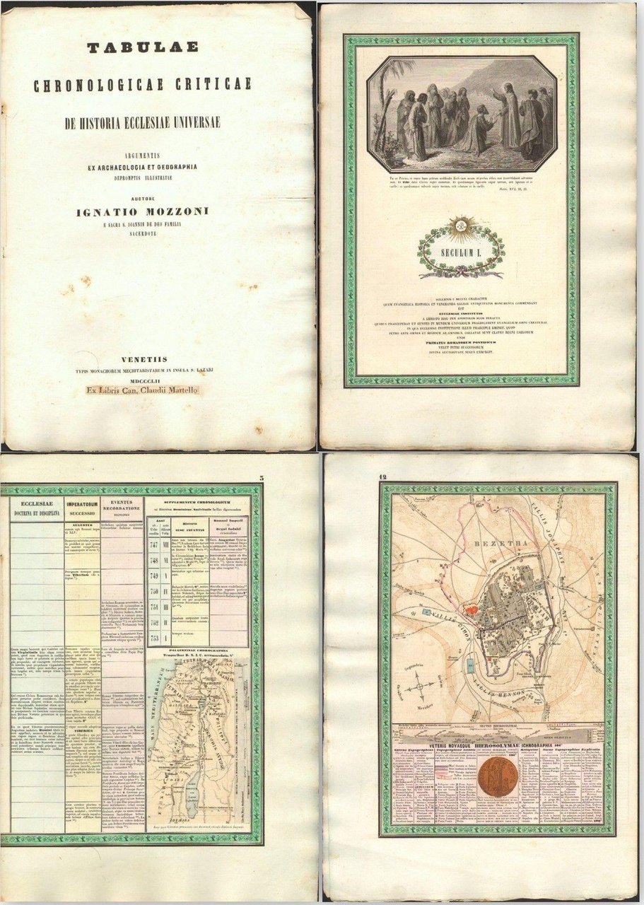 Old Map-Gerusalemme-Israele - Storia Della Chiesa Universale I.Mozzoni 1852