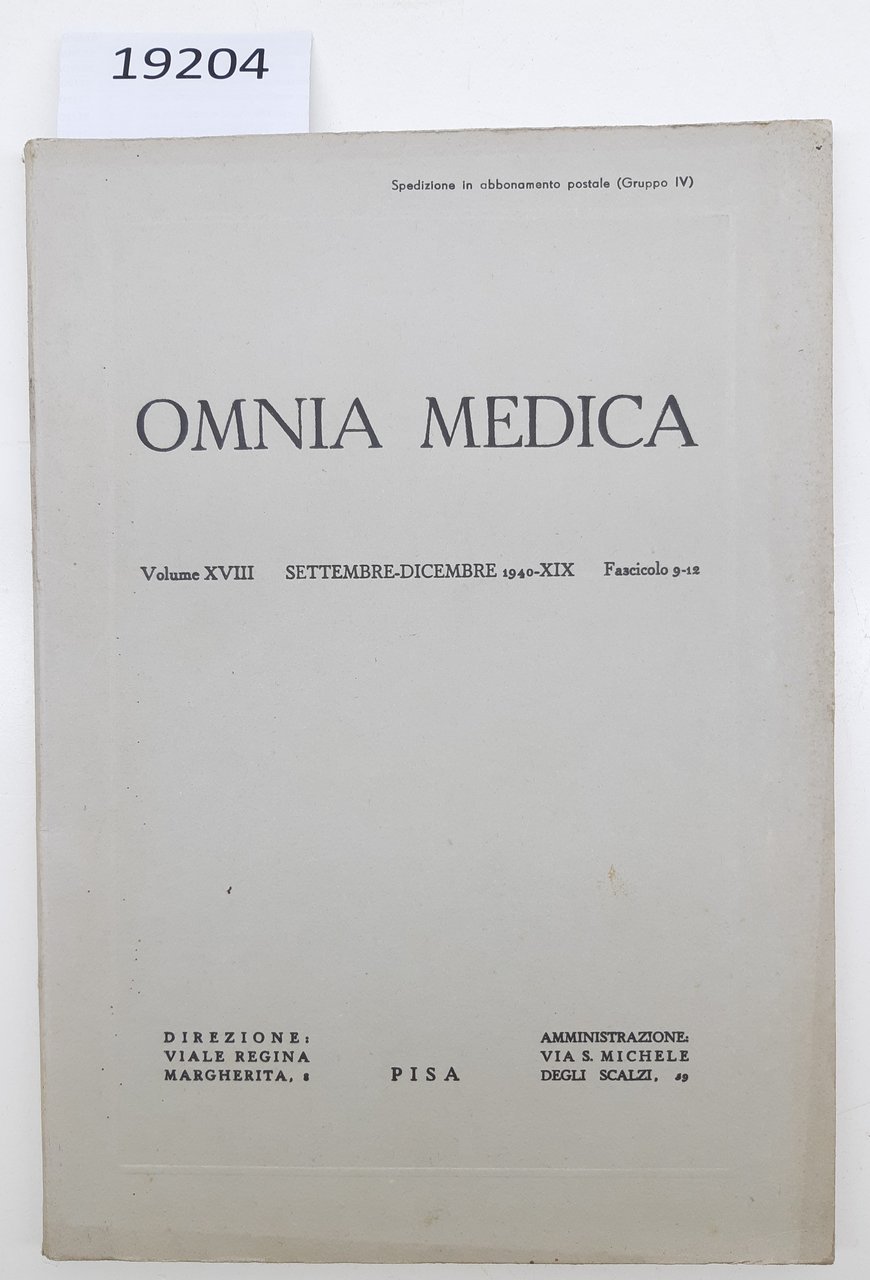 Omnia Medica fascicolo 9-12 settembre 1940 Pisa