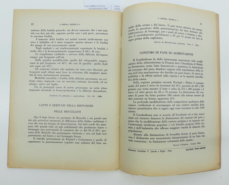 Omnia Medica periodico mensile numero 7 settembre 1935 Baldacci