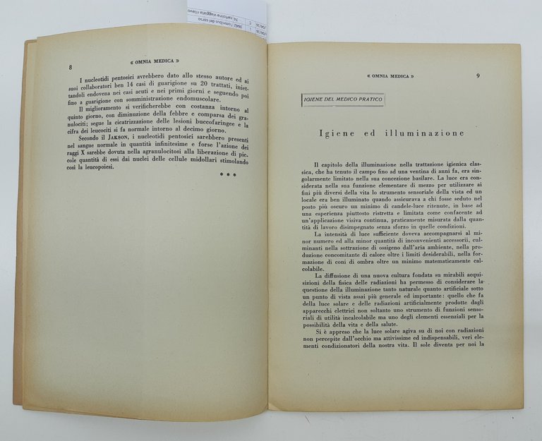 Omnia Medica periodico mensile numero 7 settembre 1935 Baldacci