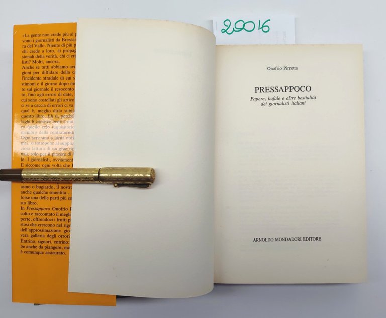 Onofrio Pierrotta Pressappoco Mondadori 1° edizione 1992