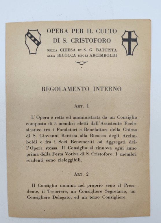 Opera per il culto di San Cristoforo nella chiesa di …