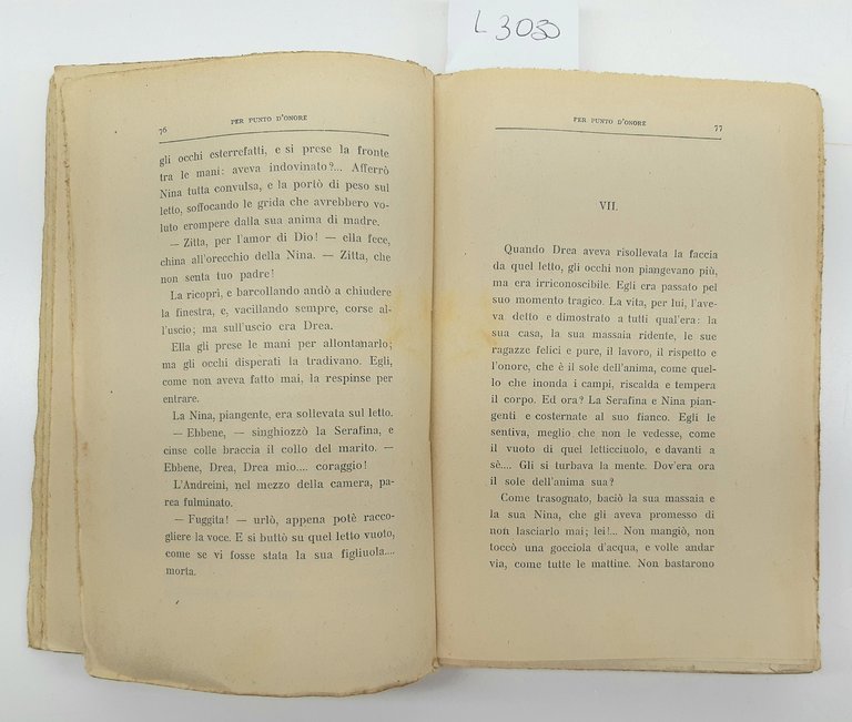 Orazio Grandi Per punto d'onore novelle Treves 1913 Abela Carboneria