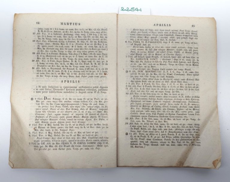 ORDO Camerino 1855 Arcivescovo Salvini Directorium Liturgico Storico