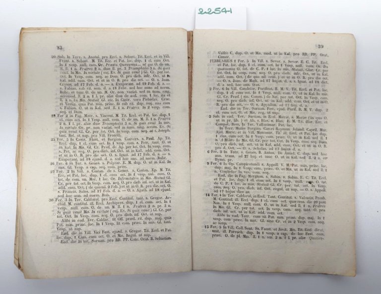 ORDO Camerino 1855 Arcivescovo Salvini Directorium Liturgico Storico