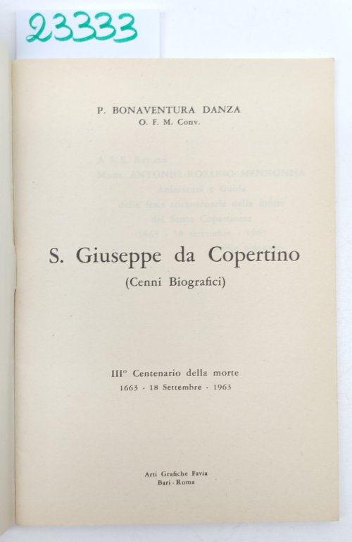 P. Bonaventura Danza San Giuseppe da Copertino cenni biografici 3° … | Immagine Gallery 3