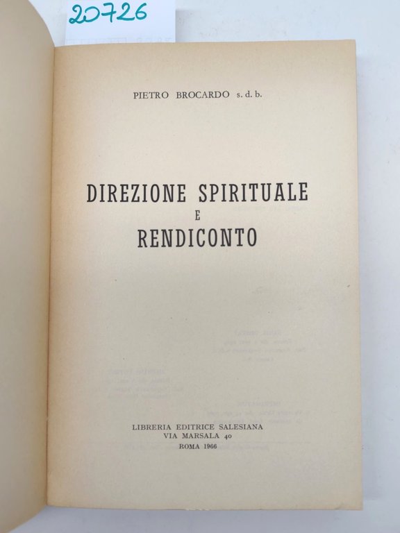 P. Brocardo Direzione spirituale e rendiconto Les Roma 1966