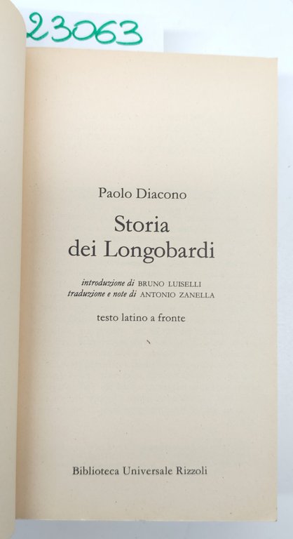 Paolo Diacono Storia dei Longobardi BUR Rizzoli 1° edizione 1991 | Immagine Gallery 3
