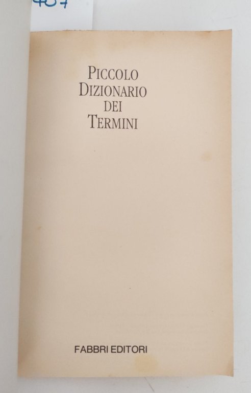 Piccolo dizionario dei termini Fabbri editore 1991 | Immagine Gallery 3
