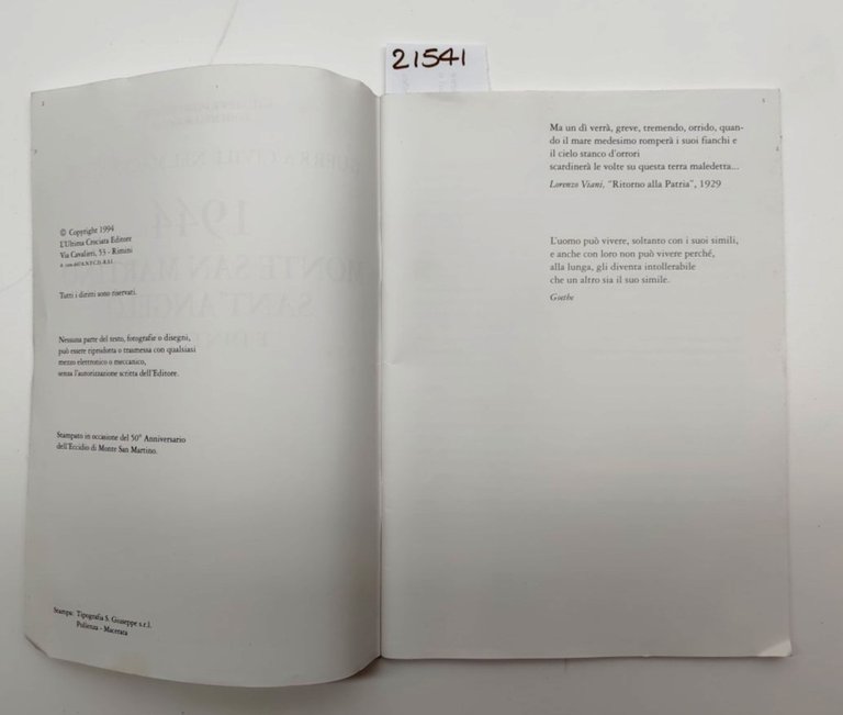 Piervenanzi Scocco 1944 Monte San Martino Sant'Angelo e dintorni guerra …