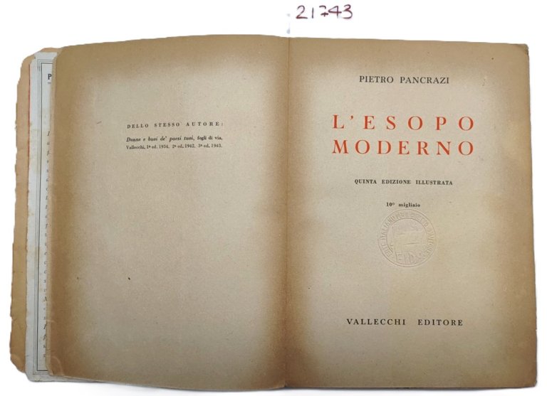 Pietro Pancrazi L'esopo moderno Vallecchi 1943