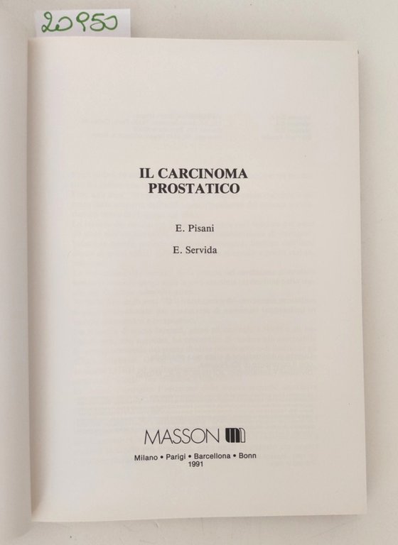 Pisani Servida Il carcinoma prostatico Masson 1991 | Immagine Gallery 2
