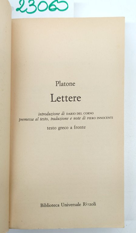 Platone Lettere BUR Rizzoli 1° edizione 1986 | Immagine Gallery 3
