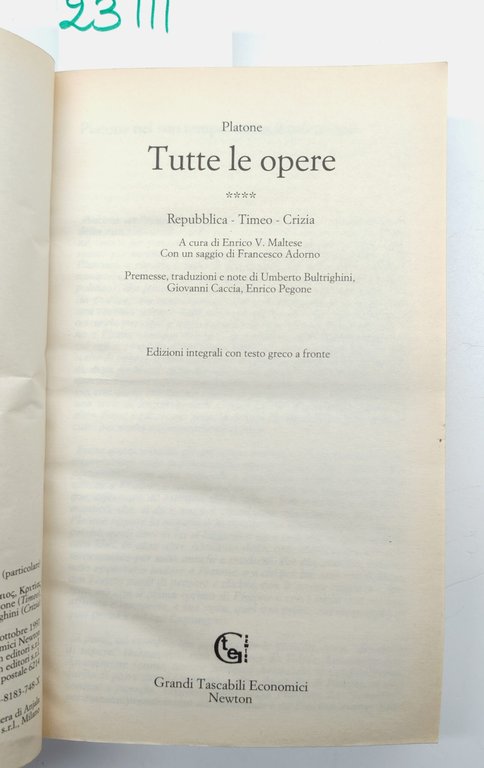 Platone Tutte le opere 5 volumi Grandi Tascabili Newton 1997 | Immagine Gallery 11
