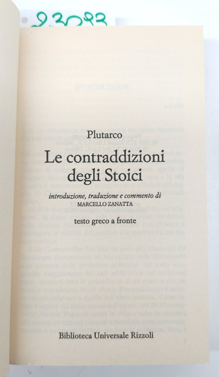 Plutarco Le contraddizioni degli stoici 2° edizione BUR Rizzoli 2000 | Immagine Gallery 3