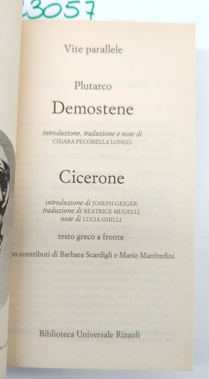 Plutarco Vite parallele Demostene Cicerone BUR Rizzoli 4° edizione 2000 | Immagine Gallery 4