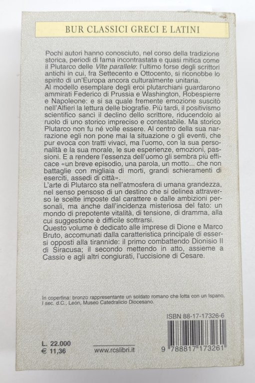 Plutarco Vite parallele Dione Bruto BUR Rizzoli 1° edizione 2000 | Immagine Gallery 3