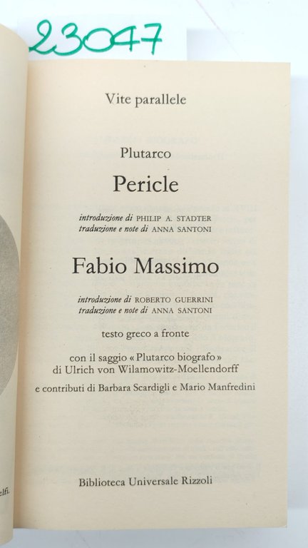 Plutarco Vite parallele Pericle Fabio Massimo BUR Rizzoli 2° edizione … | Immagine Gallery 3