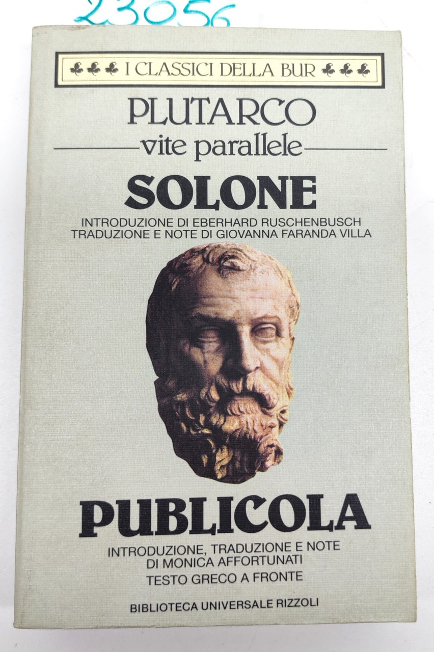 Plutarco Vite parallele Solone Publicola BUR Rizzoli 1° edizione 1994 | Immagine principale