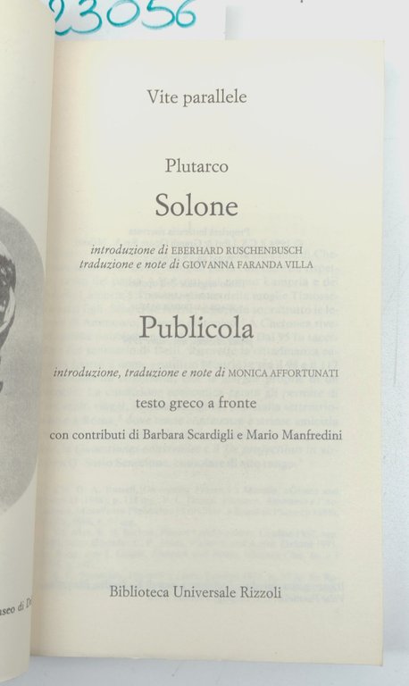Plutarco Vite parallele Solone Publicola BUR Rizzoli 1° edizione 1994 | Immagine Gallery 3
