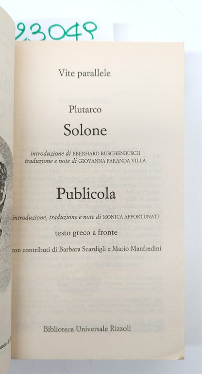 Plutarco Vite parallele Solone Publicola BUR Rizzoli 2° edizione 2000 | Immagine Gallery 3