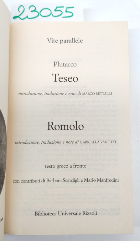 Plutarco Vite parallele Teseo Romolo BUR Rizzoli 1° edizione 2003 | Immagine Gallery 3