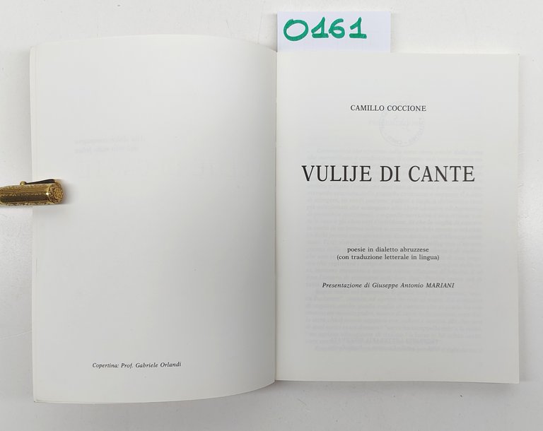 Poesie In Dialetto Abruzzese-Camillo Coccione-Vulije Di Cante-1988-O161