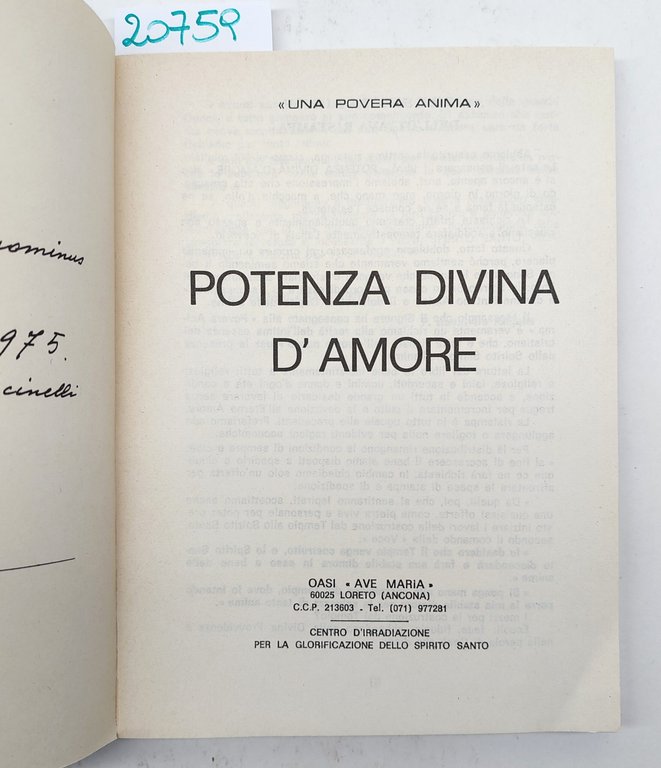 Potenza Divina d'amore Oasi Ave Maria 1978