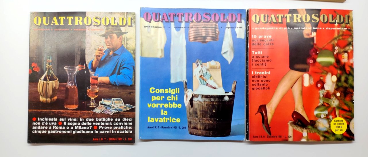 Prima annata completa 9 numeri Quattrosoldi 1961 Domus