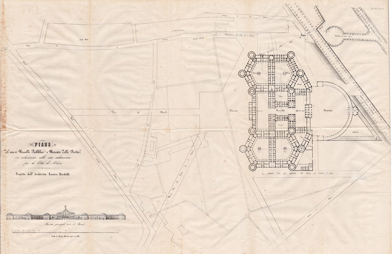 Progetto del macello pubblico di Milano a Piazza Sant'Agostino 1861 …