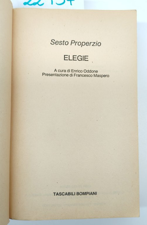 Properzio Elegie tascabili Bompiani 1° edizione 1990 | Immagine Gallery 2
