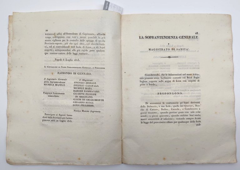 Provvedimenti ed istruzioni proposte al ministero dell'interno dalla soprintendenza generale …