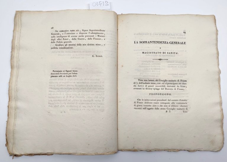 Provvedimenti ed istruzioni proposte al ministero dell'interno dalla soprintendenza generale …