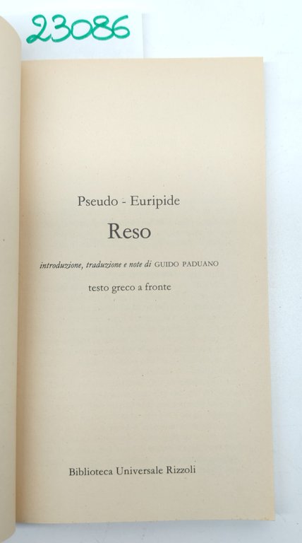 Pseudo-Euripide Reso BUR Rizzoli 1° edizione 1991 | Immagine Gallery 3