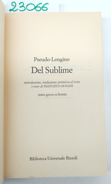 Pseudo-Longino Del sublime BUR Rizzoli 2° edizione 1996 | Immagine Gallery 3
