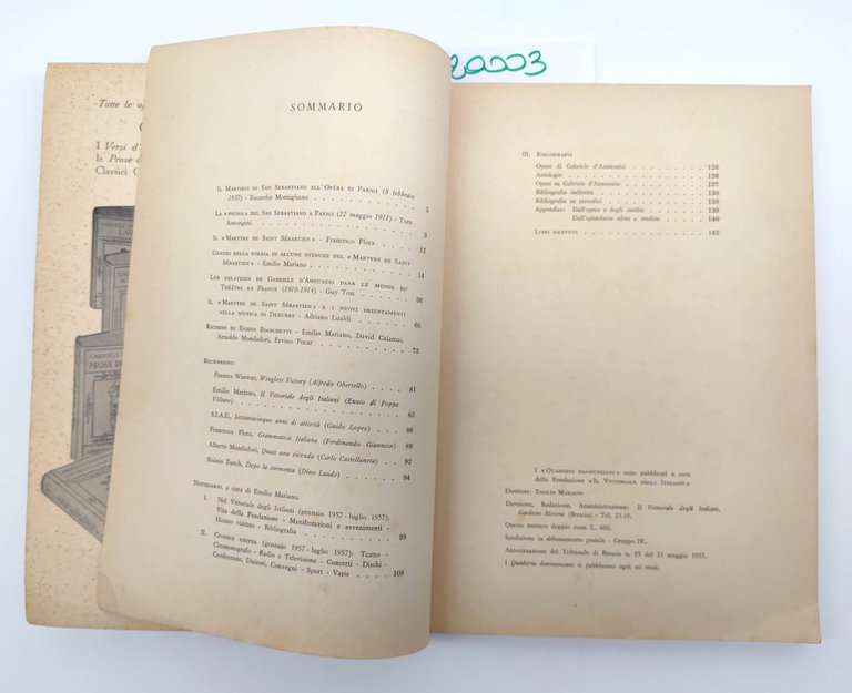 Quaderni Dannunziani 1957 fascicolo VI-VII edizione Fondazione Il Vittoriale Degli …