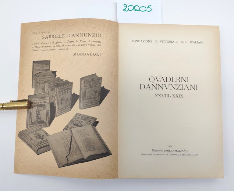 Quaderni Dannunziani fascicolo XXVIII XXIX 1964 Fondazione Il Vittoriale Degli …
