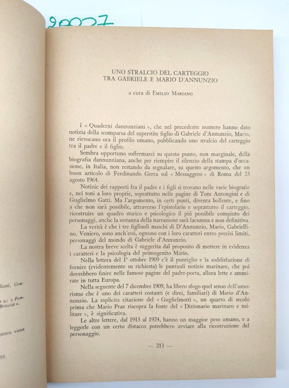 Quaderni Dannunziani fascicolo XXXII XXXIII 1965 Fondazione Il Vittoriale Degli …