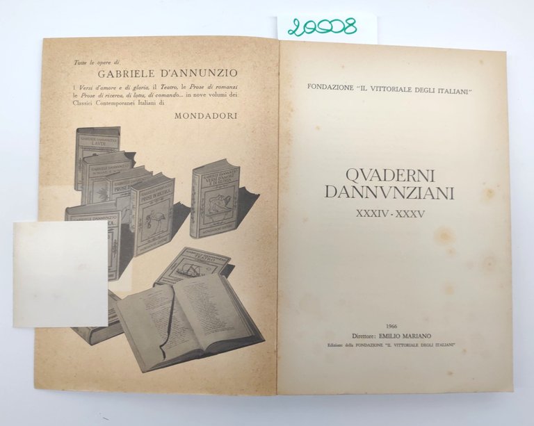 Quaderni Dannunziani fascicolo XXXIV XXXV 1966 Fondazione Il Vittoriale Degli …