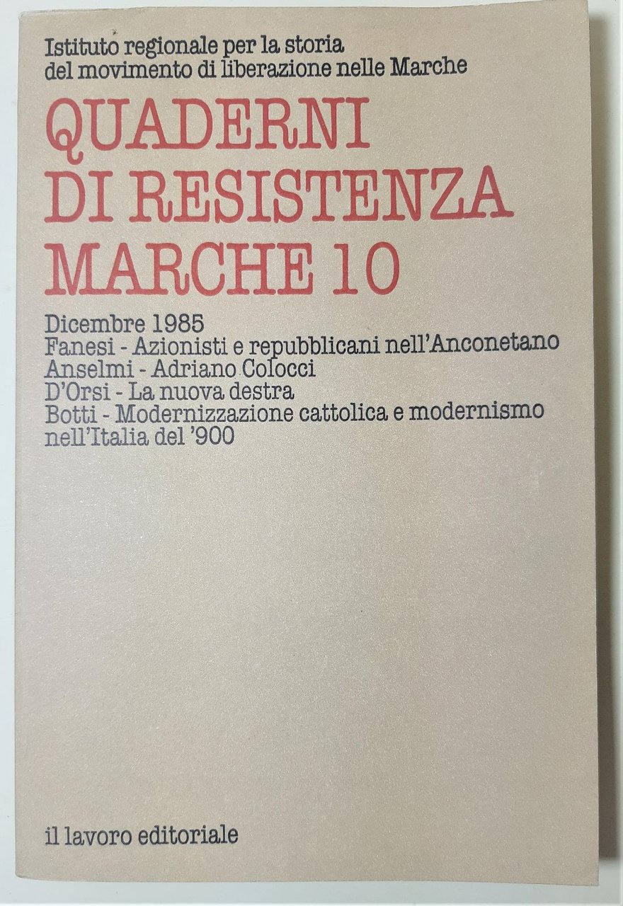 Quaderni resistenza Marche 10 dicembre 1985